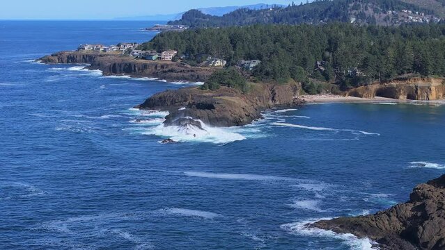 Ocean Waves Crashing onto the Rocks at Whale Cove Rocky Creek State Scenic Oregon Coast Area 6