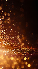 Golden maroon bokeh glitter lights on dark background sparkle particle wallpaper - obrazy, fototapety, plakaty