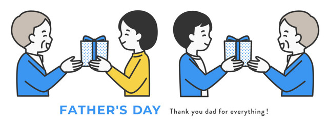 父の日にプレゼントを贈る人物のイラスト素材