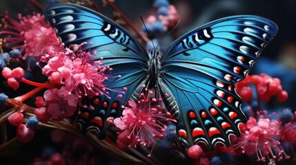 Butterfly Papilio demoleus on the flowers
