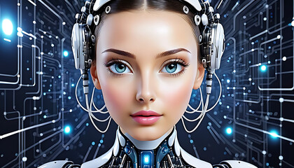 AI Revolution: Futuristic Artwork Depicting the Power and Potential of Artificial Intelligence. Perfect for Tech Concepts and Innovation. - obrazy, fototapety, plakaty