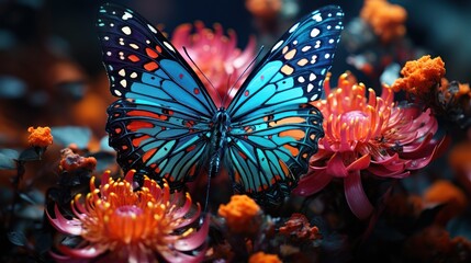 Butterfly Papilio demoleus on the flowers - obrazy, fototapety, plakaty