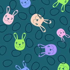 Easter animals bunnies seamless rabbit and eggs pattern for wrapping paper and kids clothes print and party accessories