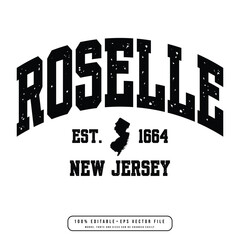 Roselle text effect vector. Editable college t-shirt design printable text effect vector