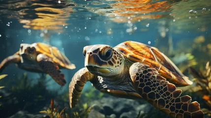 Fototapeten turtles in the water, © KRIS