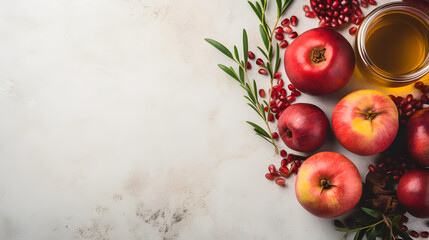 Happy Rosh Hashanah. Traditional Jewish holiday New Year. Apples
