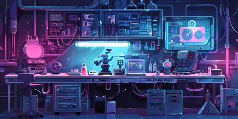 Cyberpunk lab, illustration 