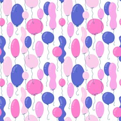 Birthday balloons seamless cartoon pattern for wrapping paper and fabrics and kids print and party accessories