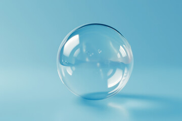 Clear Glass Ball on Blue Background