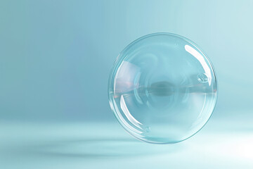 Glass Ball Floating on Blue Background