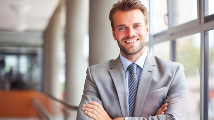 Fototapeta premium Happy Smiling Business Man in Office