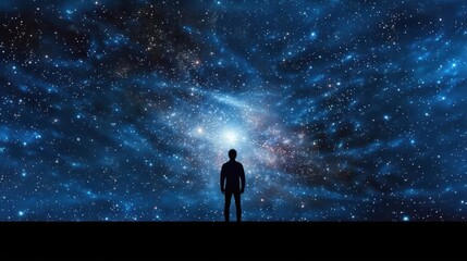 Silhouette of a man inside the universe