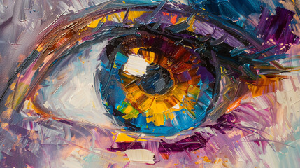  oil painting. Conceptual abstract picture of the eye. Oil painting in colorful colors. Conceptual...