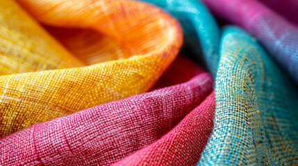 Close-Up Texture of Vibrant Woven Fabric