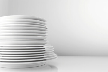 Obraz premium Stack of White Plates on Table