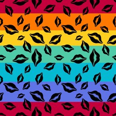 Summer print seamless lgbt lips pattern for wrapping paper and fabrics and pride textiles and party accessories
