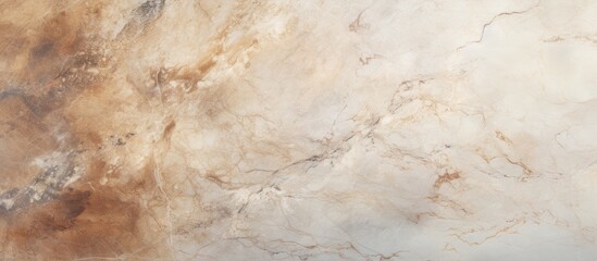 Detailed view of a textured marble wall featuring a combination of brown and white colors, creating...