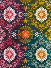 Ornate Floral Mandalas on Dark Multicolor Gradient Background