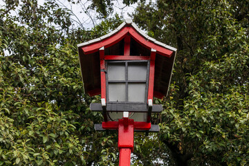 Japanese red wooden lantern