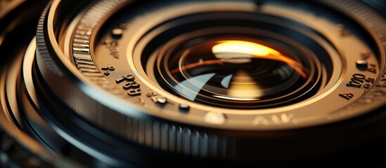 Fototapeta na wymiar Macro perspective capturing the sleek surface of a camera lens by ai