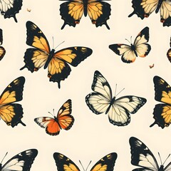 Seamless butterflies pattern background
