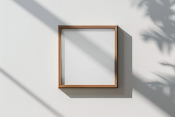White Wall With Wooden Frame, Frame Mock Up