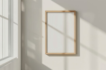 Wooden Frame Hanging Next to Window, Frame Mock Up