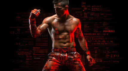 Fototapeta na wymiar Thai boxing barcode artwork