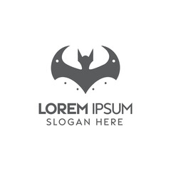 Creative Bat Silhouette Logo Design With Slogan Placeholder in Monochrome