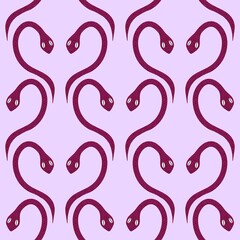 Christmas cartoon animals seamless snake pattern for new 2025 year wrapping paper and fabrics