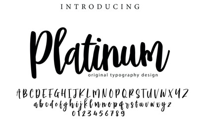 Platinum Font Stylish brush painted an uppercase vector letters, alphabet, typeface