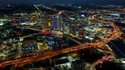 Aerial view of Tampa at night - 770110580