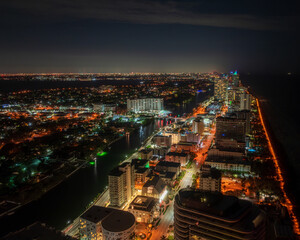 Miami Beach at night from air