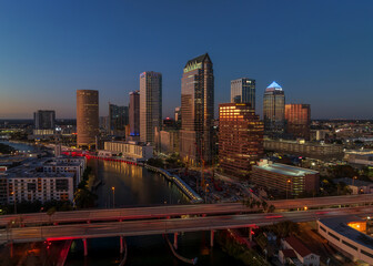 Downtown Tampa Skyline view from Air at down - 770110910