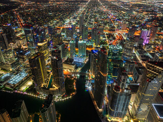 Downtown Miami  at night from air - 770111327
