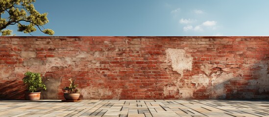 perspective of a red brick wall