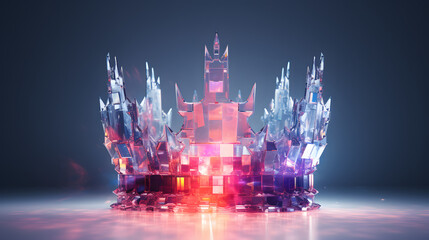 a crown, in the style of voxel art, b-movie aesthetics, aurorapunk, the bechers' typologies, softbox lighting, digital gradient blends, kingcore - obrazy, fototapety, plakaty