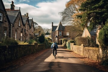 Person Riding a Bike Down a Street