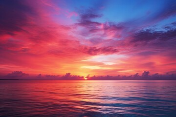 A Colorful Sunset Over the Ocean With Clouds