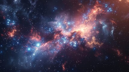 Universe filled with stars, nebula and galaxy, outer space, 16:9