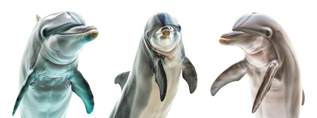 Set of dolphins isolated on transparent background. - 770115980