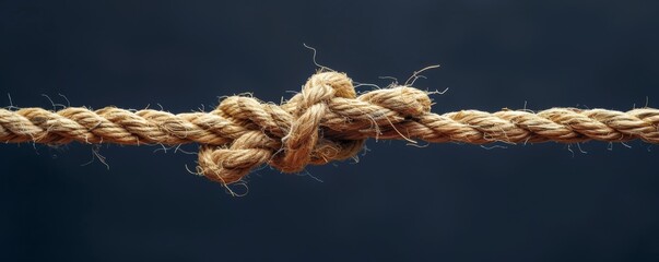 A minimalist image of a frayed rope about to break - obrazy, fototapety, plakaty