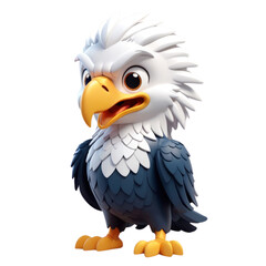 3d rendering of cartoon eagle on Isolated transparent background png. generated with AI
