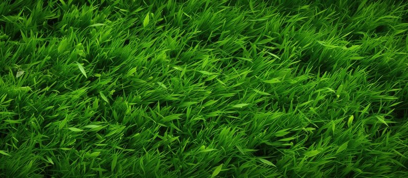 A detailed shot of a vibrant green grassland, showcasing the diverse plant life including shrubs and flowering plants