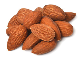 Fresh almonds isolated on white background