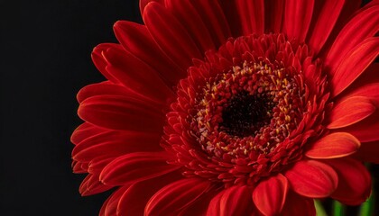 Red Gerbera flower blossom - close up shot photo details spring time - obrazy, fototapety, plakaty