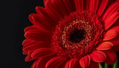 Muurstickers Red Gerbera flower blossom - close up shot photo details spring time © adobedesigner