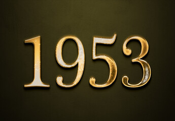 Old gold effect of 1953 number with 3D glossy style Mockup.