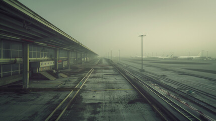 Naklejka premium Desolate Airports: Empty Terminals and Runways