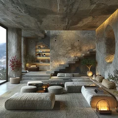 Foto op Canvas Living room with exposed concrete interior structure © Brian Carter